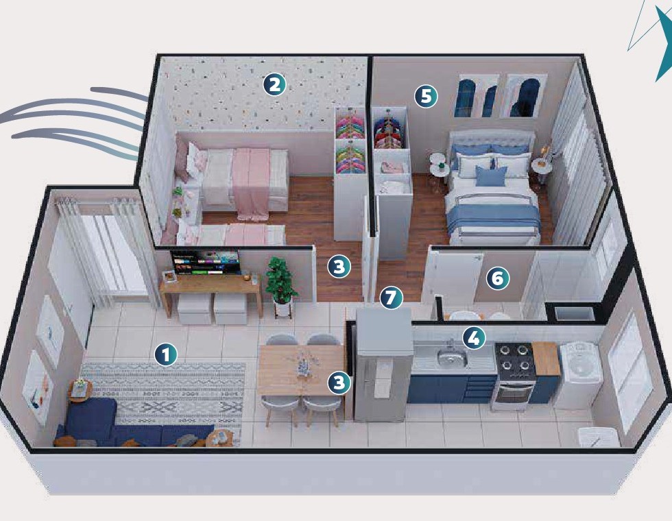 Apartamento de 2 quartos do Conquista Alvorada
